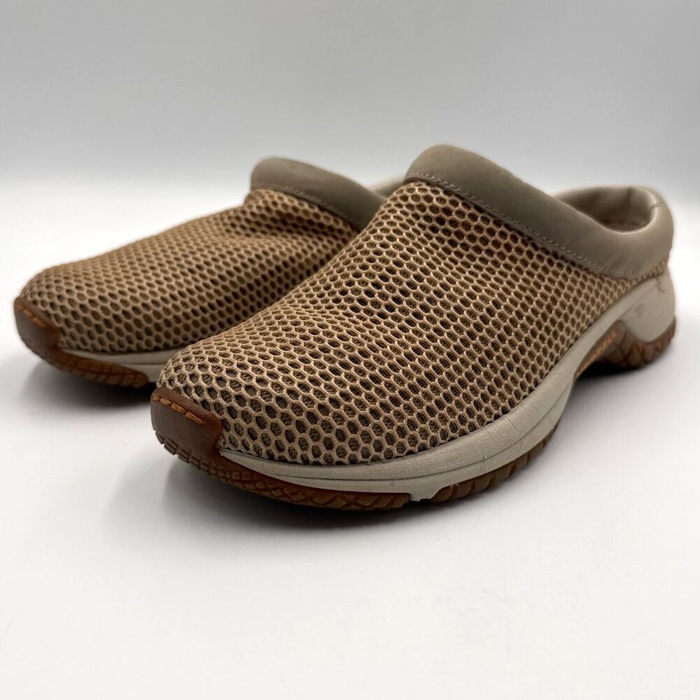 Merrell Encore Breeze Tan Mesh Slip On Womens 7 Slip On STITCHED TOE WAFFLE SOLE